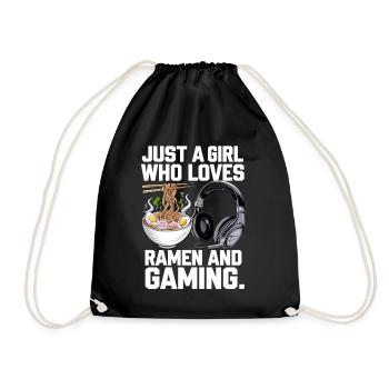 Ramen & Gaming – Perfect for Gamer Girls - Drawstring Bag - black - Front