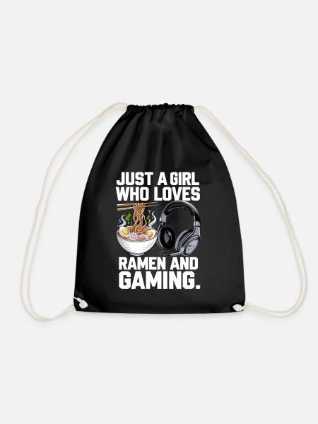Ramen & Gaming – Perfekt für Gamer-Girls - Turnbeutel - Schwarz