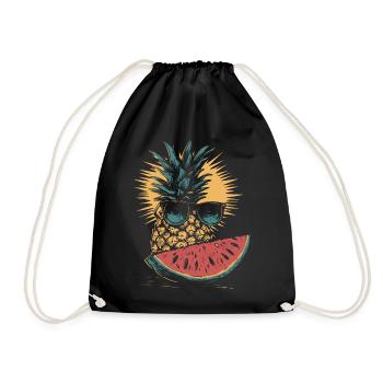Pineapple and watermelon - Drawstring Bag - black - Front