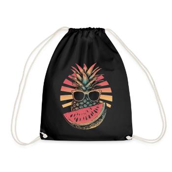 Pineapple and watermelon - Drawstring Bag - black - Front