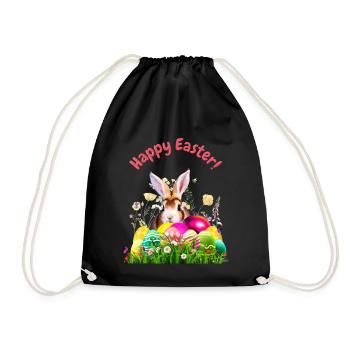 Un joli lapin de Pâques avec des œufs colorés - Sac de sport léger - noir - Devant