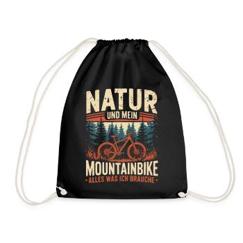 Mountainbike Downhill Berge Vintage Spruch - Turnbeutel - Schwarz - Vorne
