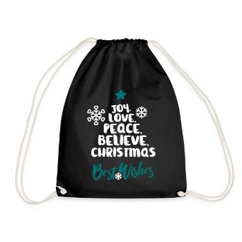 Joy Love Peace Believe Christmas - Drawstring Bag - black - Front