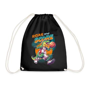 Basketball Dinosaur T-Rex Basketball Player - Drawstring Bag - black - Front