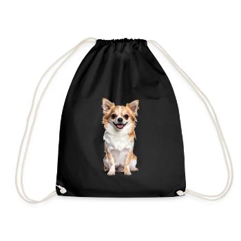 Fluffy Chihuahua – Small, Plush & Full of Love! - Drawstring Bag - black - Front