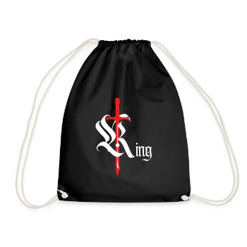 Gothic King Design with Sword white text - Drawstring Bag - black - Front