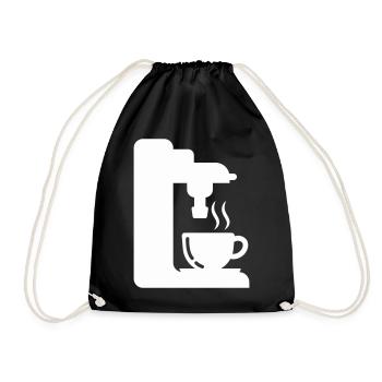 Espresso Machine Outline Coffee Illustration - Drawstring Bag - black - Front