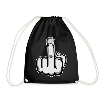 Middle Finger Cartoon Hand - Drawstring Bag - black - Front