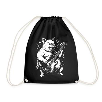 Groovy Pig Bass Jam - Drawstring Bag - black - Front