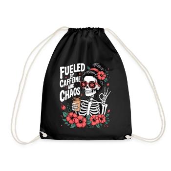 Mother Caffeine Mom Skeleton Coffee - Drawstring Bag - black - Front