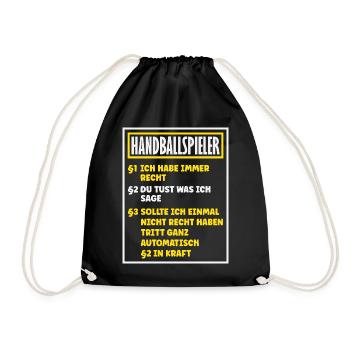 Handballspieler Handball Handballer Geschenke - Turnbeutel - Schwarz - Vorne