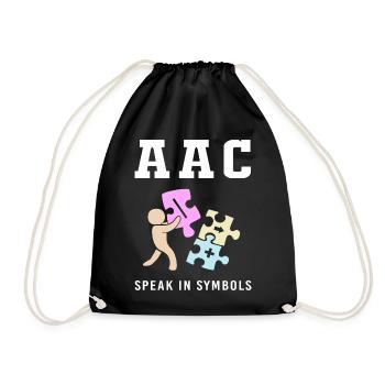 AAC Communication Sign Language SLP - Drawstring Bag - black - Front