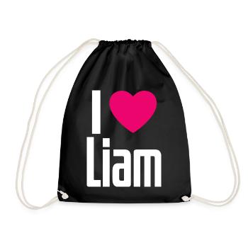 I Love Liam Pinkes Herz Ich liebe Liam - Turnbeutel - Schwarz - Vorne
