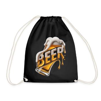 Bier – Cool Beer Logo - Turnbeutel - Schwarz - Vorne