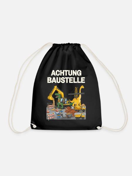 Dinosaurier Baustelle - Turnbeutel - Schwarz