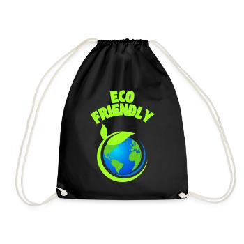 Eco Leaf Earth Graphic - Drawstring Bag - black - Front
