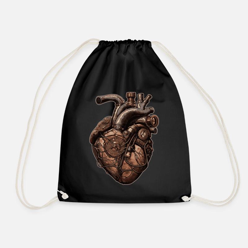 Steampunk Herz Biomechanik - Turnbeutel - Schwarz