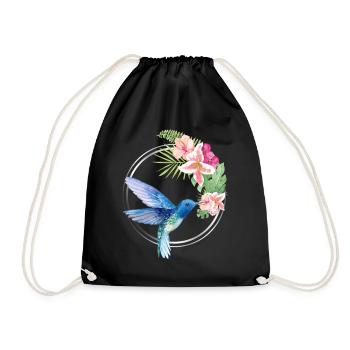 Azure Hummingbird Floral Circle - Turnbeutel - Schwarz - Vorne