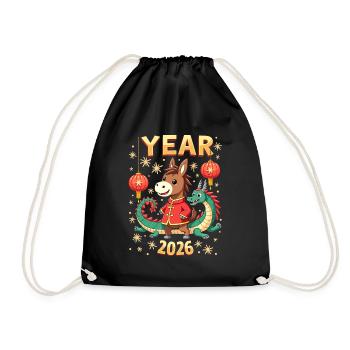 Nouvel An chinois du cheval 2026 - Sac de sport léger - noir - Devant