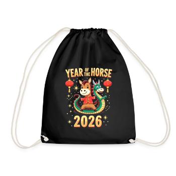 Nouvel An chinois du cheval 2026 - Sac de sport léger - noir - Devant