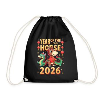 Chinese New Year Of The Horse 2026 - Turnbeutel - Schwarz - Vorne