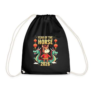 Chinese New Year Of The Horse 2026 - Drawstring Bag - black - Front