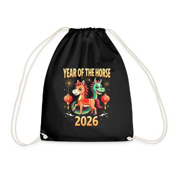 Nouvel An chinois du cheval 2026 - Sac de sport léger - noir - Devant