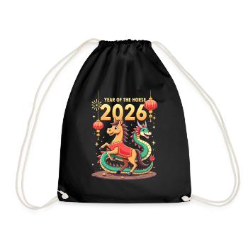 Chinese New Year Of The Horse 2026 - Drawstring Bag - black - Front