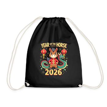 Chinese New Year Of The Horse 2026 - Drawstring Bag - black - Front