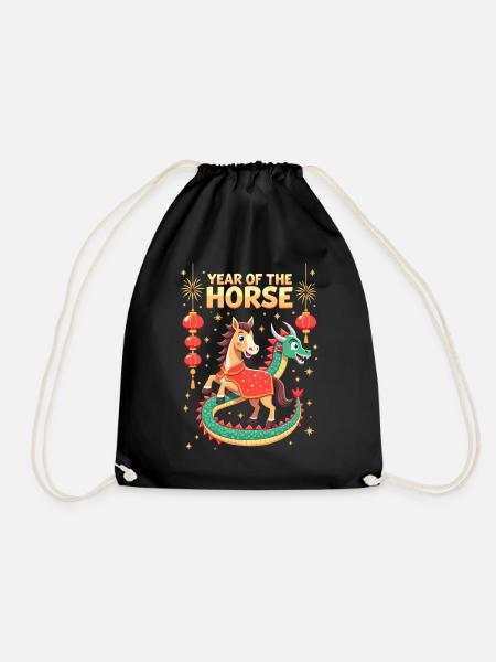 Chinese New Year Of The Horse 2026 - Turnbeutel - Schwarz