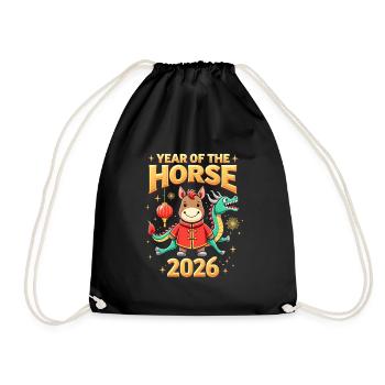 Nouvel An chinois du cheval 2026 - Sac de sport léger - noir - Devant