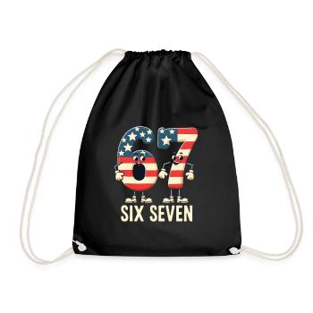 US Flag 67 Memes Six Seven - Drawstring Bag - black - Front