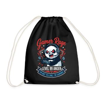 Gamer Panda Level 99 Rage - Drawstring Bag - black - Front