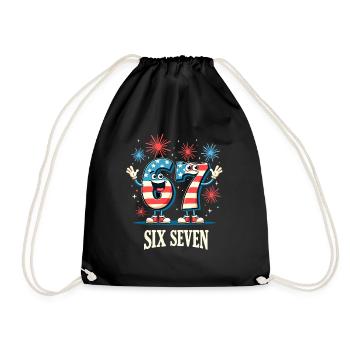 US Flag 67 Memes Six Seven - Drawstring Bag - black - Front