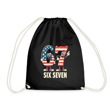 US Flag 67 Memes Six Seven - Drawstring Bag - black - Front