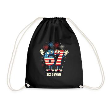 US Flag 67 Memes Six Seven - Drawstring Bag - black - Front