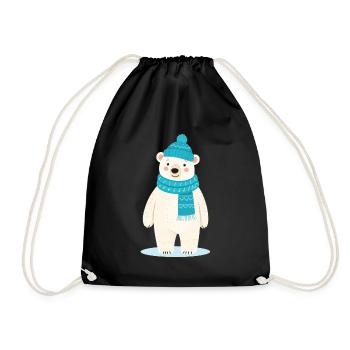 Un joli ours polaire avec chapeau et écharpe - Sac de sport léger - noir - Devant