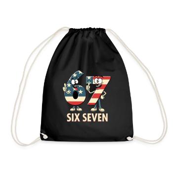 US Flag 67 Memes Six Seven - Drawstring Bag - black - Front