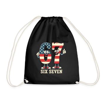 US Flag 67 Memes Six Seven - Drawstring Bag - black - Front