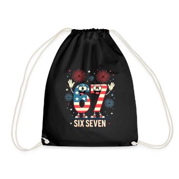 US Flag 67 Memes Six Seven - Drawstring Bag - black - Front