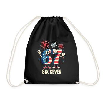 US Flag 67 Memes Six Seven - Drawstring Bag - black - Front