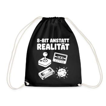8-Bit Realität Retro Arcade - Turnbeutel - Schwarz - Vorne