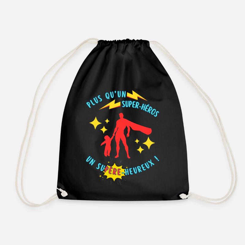 More than a superhero, a happy superior - Drawstring Bag - black