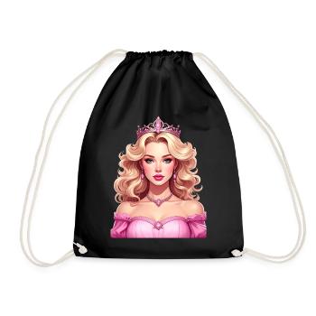Princesse aux cheveux blonds et robe rose - Sac de sport léger - noir - Devant