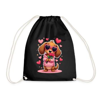 Dackel Dachshund Tekel - Turnbeutel - Schwarz - Vorne