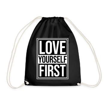 Love Yourself First Self-Love Self-Care - Drawstring Bag - black - Front