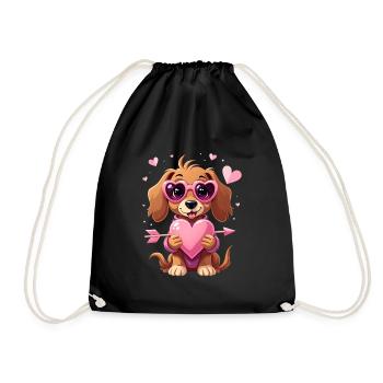 Dackel Dachshund Tekel - Turnbeutel - Schwarz - Vorne