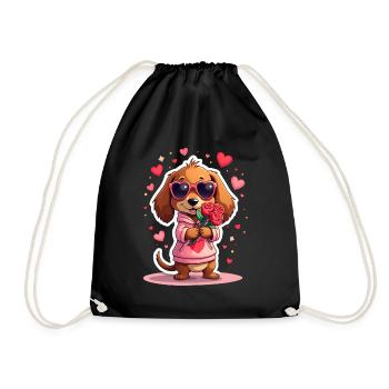 Dackel Dachshund Tekel - Turnbeutel - Schwarz - Vorne