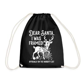 Dear Santa I Was Framed Funny Reindeer - Turnbeutel - Schwarz - Vorne