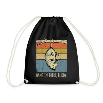 Funny Opossum Hang In There Buddy Retro Sunset - Drawstring Bag - black - Front